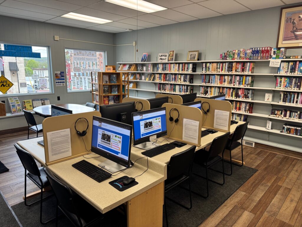Library photo of the 8 patron computers